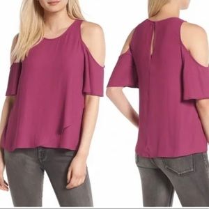 Nordstrom Lush Cold Shoulder Top Magenta XS NWT